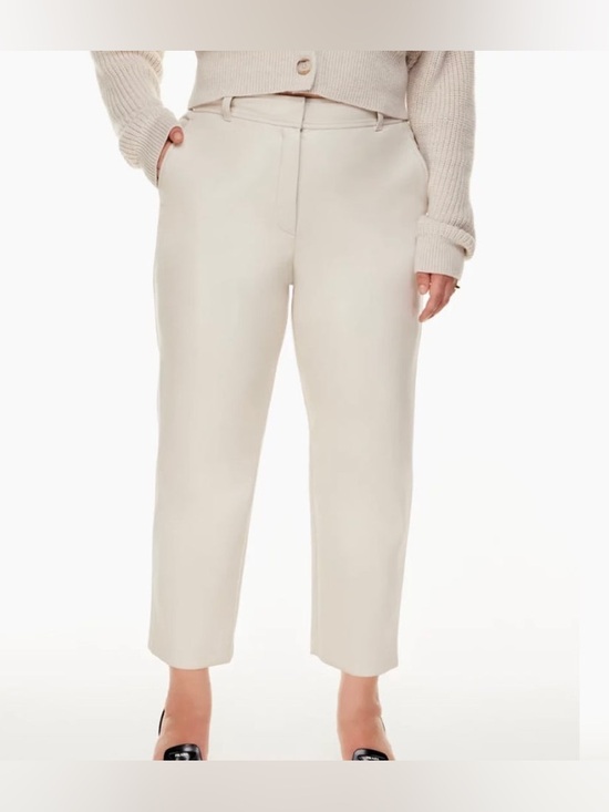 Babaton Pants - Babaton faux leather Command Crop in Matte Pearl